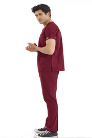 Bordo Likralı Doktor Ve Hemşire Forması Unisex Cerrahi Takım